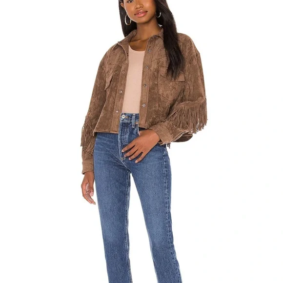 Brown Fringe Women's Jacket - Picture 4 of 5